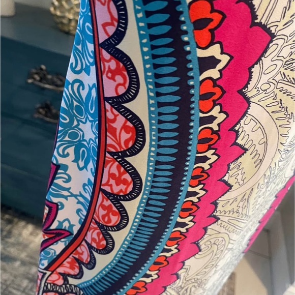 Chico's Multicolor Paisley Split/Bell Sleeve Dress Women’s Lg 12 soft stretchy - Picture 4 of 10